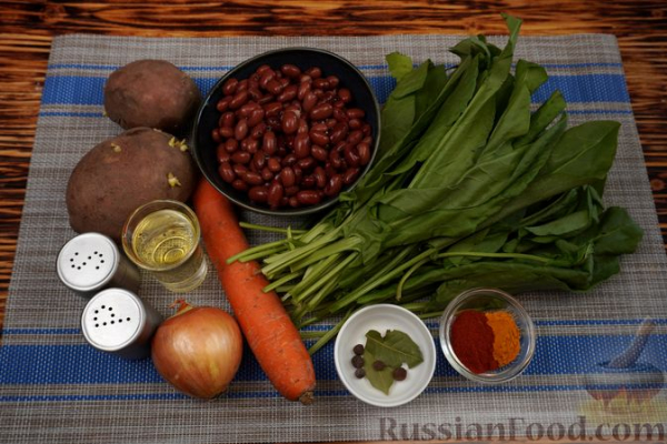 Постный фасолевый суп со щавелем